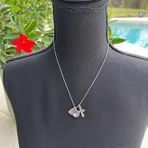 Silver with Purple Stone, Faith and Love Necklace